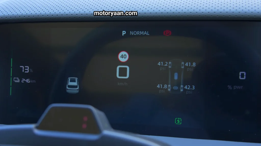 MG S5 EV Detailed Review instrument cluster close-up showing the digital display.