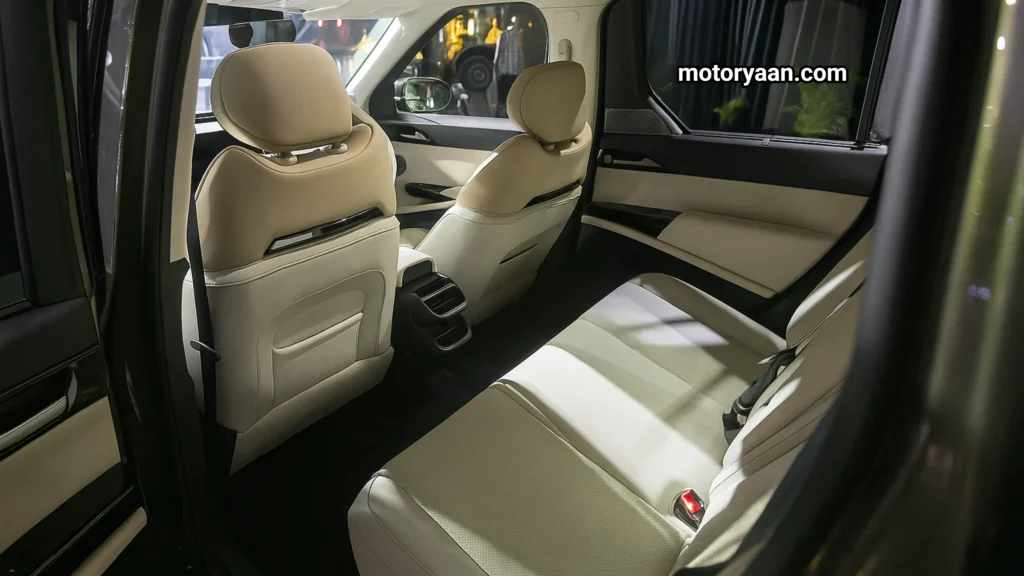 2025 Tata Sierra Accomplished Plus front and second row seats with premium cushioning and spacious layout.