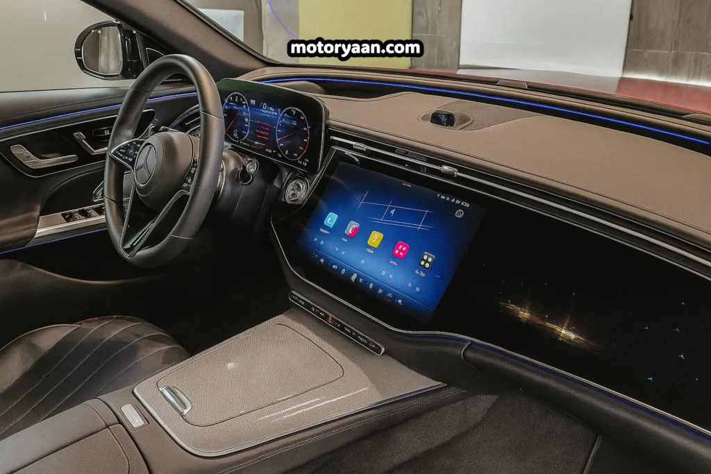 2025 Mercedes Benz E450 All-Terrain interior front cabin with infotainment and steering controls