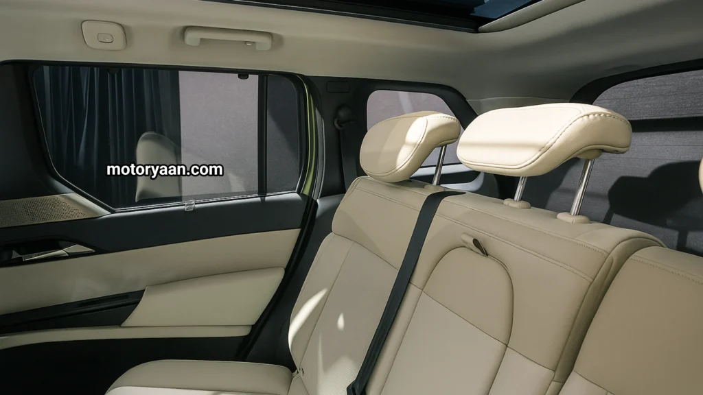2025 Tata Sierra Accomplished Plus second row seats with recline function and ample legroom.