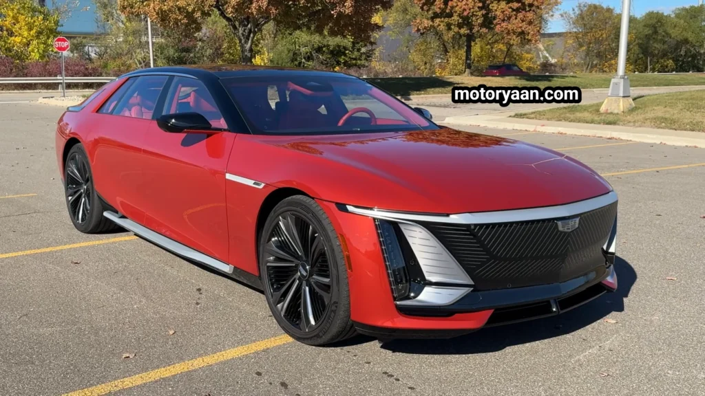 2025 Cadillac Celestiq Review front and side profile showcasing bold electric luxury design