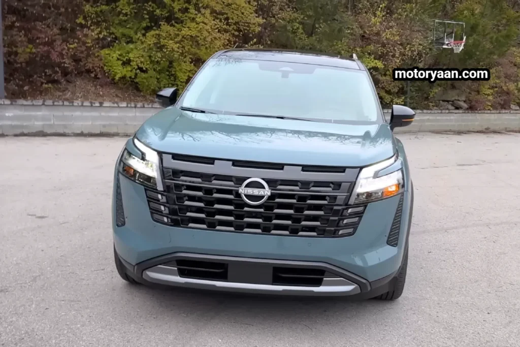 2026 Nissan Pathfinder front profile showcasing refreshed grille and LED headlights