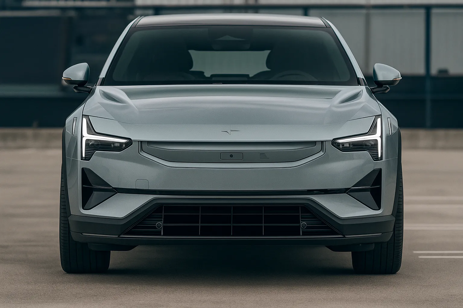 2026 Polestar 3 Review front profile of the electric SUV showing LED headlights and bold front design.