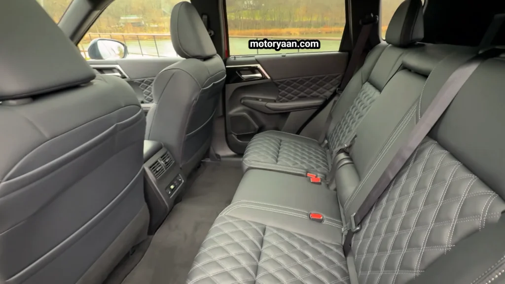 2026 Nissan Rogue Plug-in Hybrid First Drive second row seats with leather upholstery and rear armrest