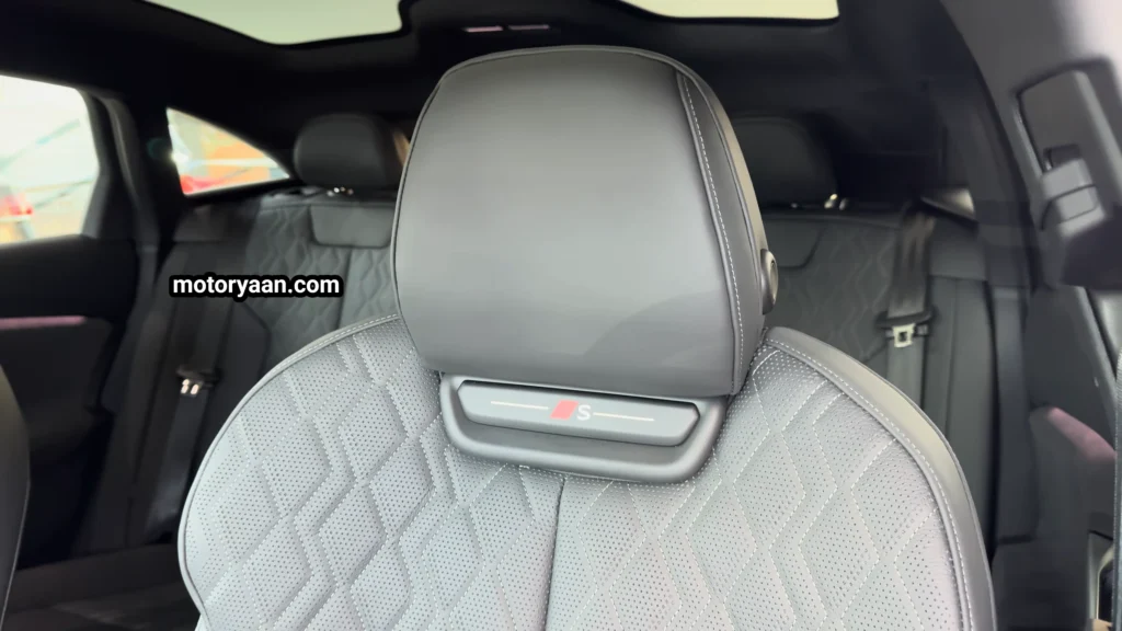 2025 Audi A6 e-tron S line front seats with branding