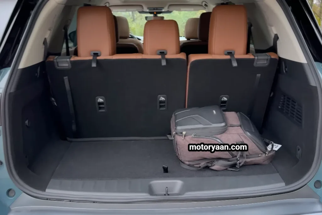 2026 Nissan Pathfinder boot space with third row up and storage area