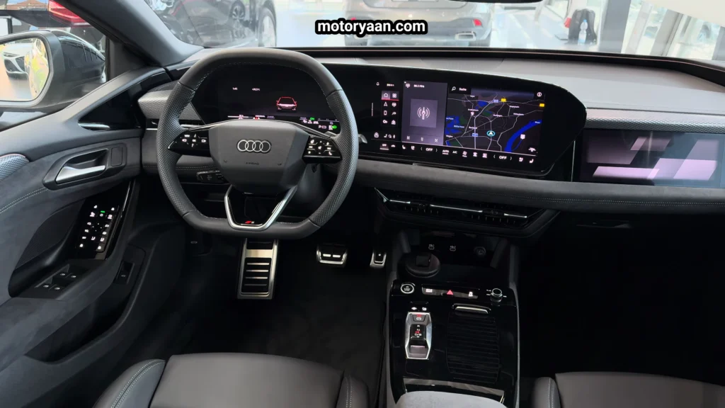 2025 Audi A6 e-tron wide interior view with three-screen layout
