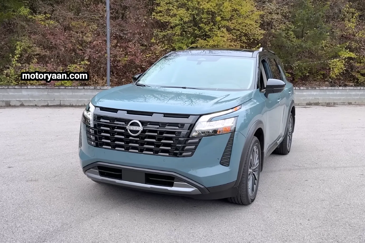 2026 Nissan Pathfinder front and side view showing bold SUV proportions