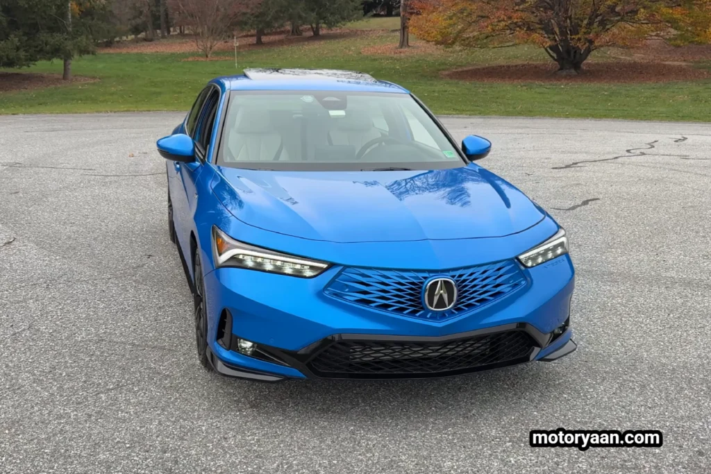 2026 Acura Integra A-Spec Tech front profile with LED headlights and updated grille