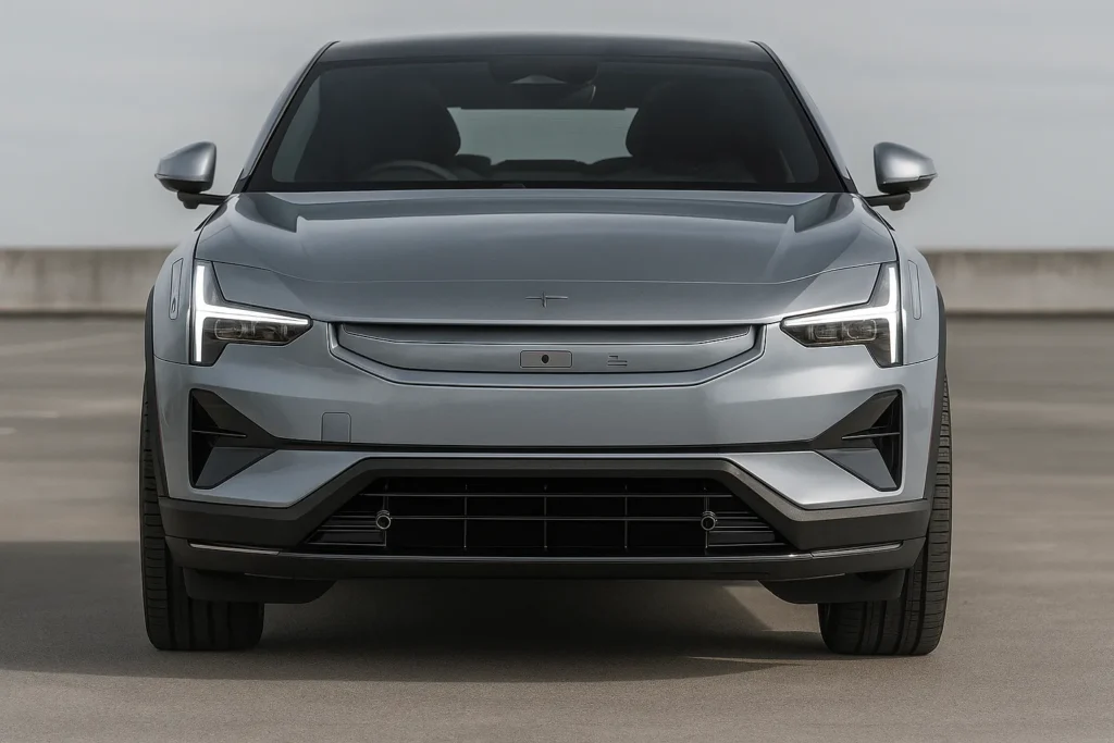 2026 Polestar 3 Review detailed front profile showcasing the grille area and Thor’s Hammer LED lights.