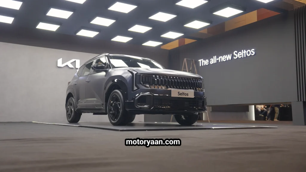 New Gen Kia Seltos 2026 low angle front grille and bumper view