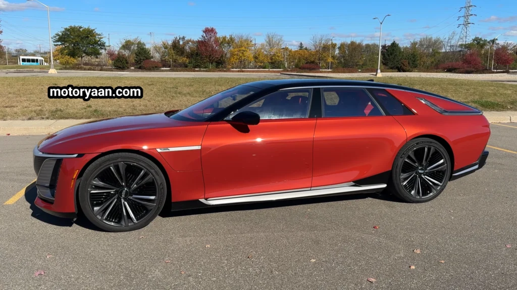 2025 Cadillac Celestiq Review complete side profile showcasing fastback luxury sedan design