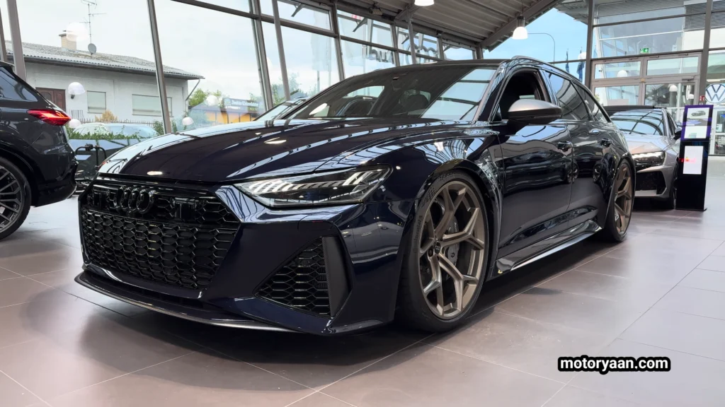 2026 Audi RS6 Avant Performance front and side profile highlighting sporty wagon design