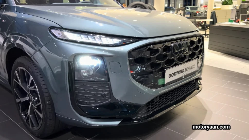 2026 Audi Q3 Sportback close-up front profile showing grille and headlamp details
