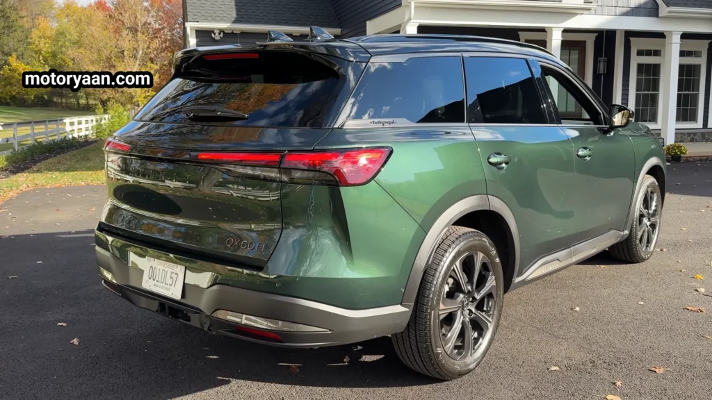2026 Infiniti QX60 Review showing the side and rear profile with LED tail lamps