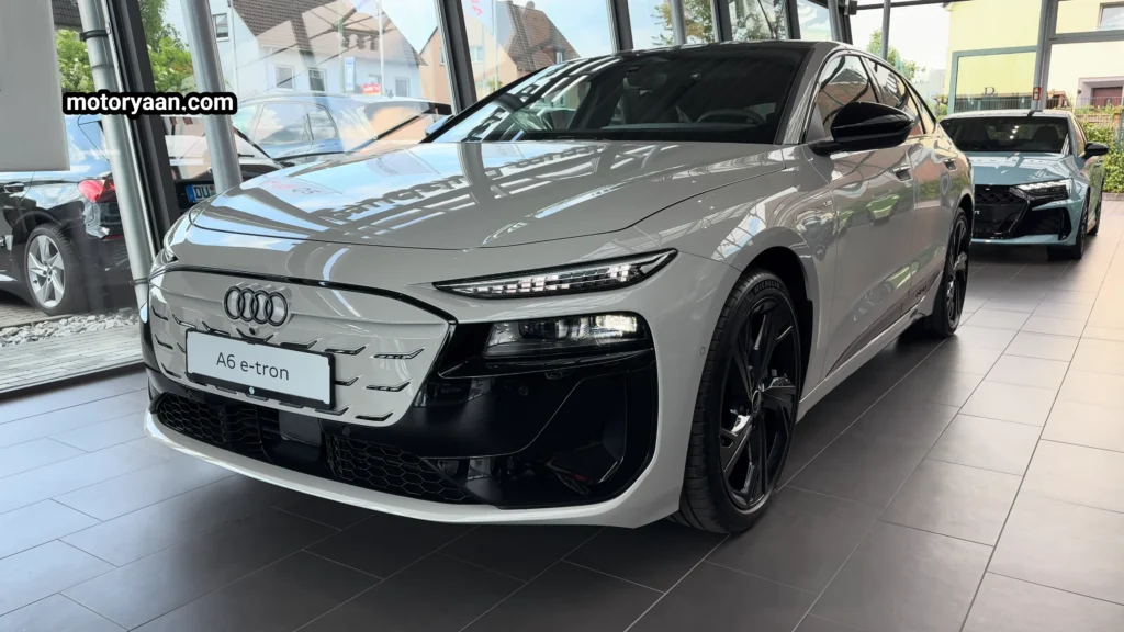 2025 Audi A6 e-tron front and side profile showcasing aerodynamic silhouette