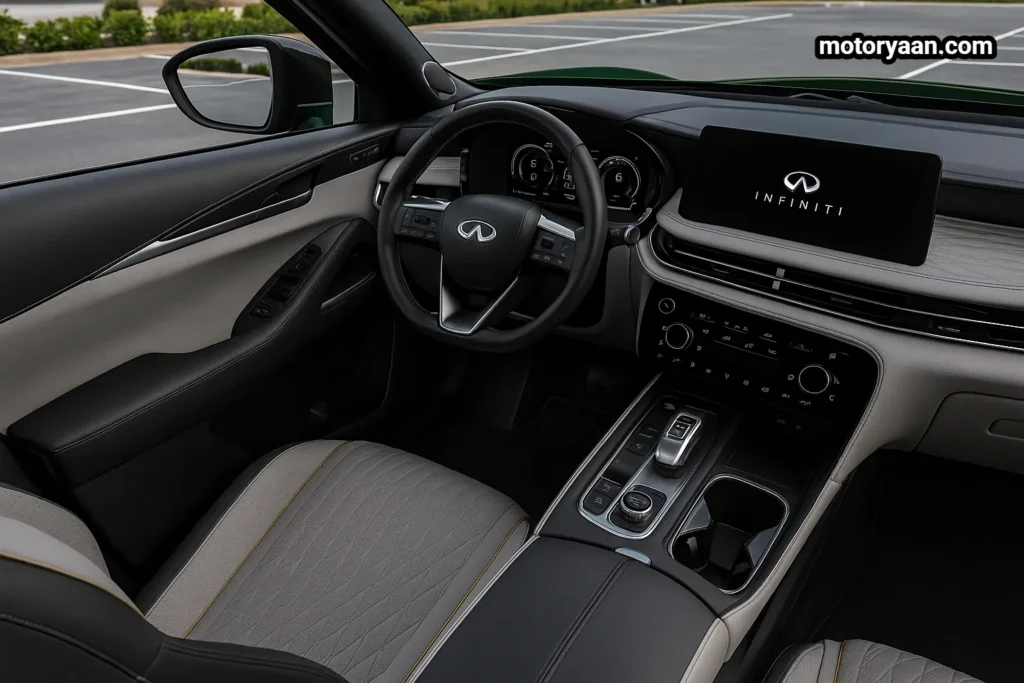 2026 Infiniti QX60 Review interior dashboard and front seats view