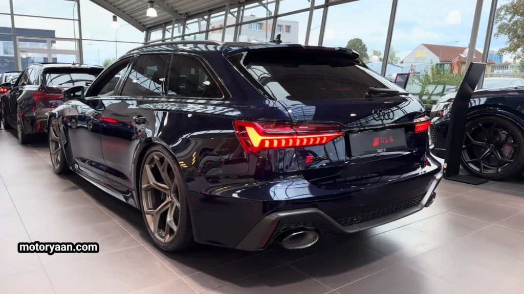 2026 Audi RS6 Avant Performance side and rear profile showing sporty wagon proportions