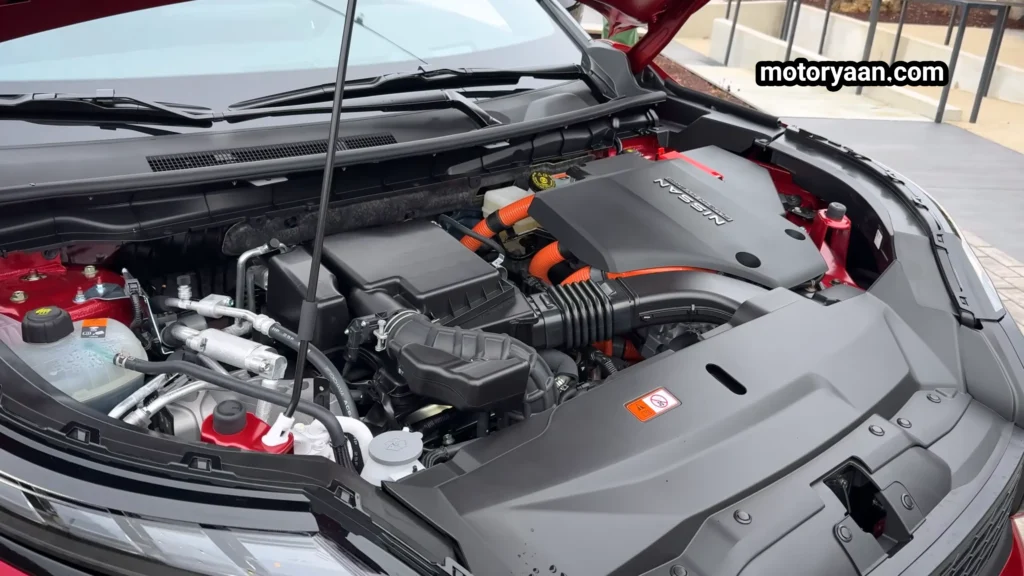2026 Nissan Rogue Plug-in Hybrid First Drive engine bay with 2.4 litre petrol engine and hybrid components