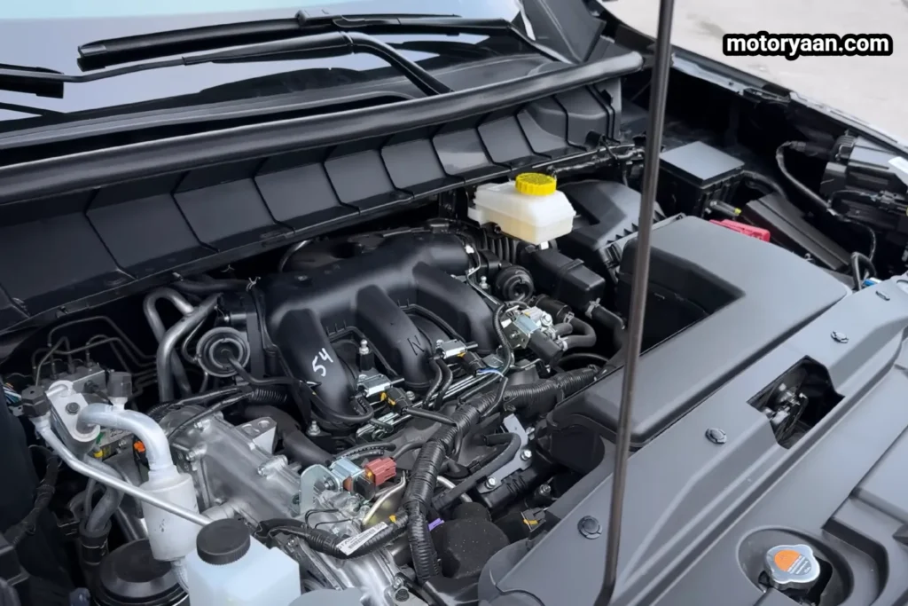 2026 Nissan Pathfinder engine bay with 3.5L V6 gasoline engine