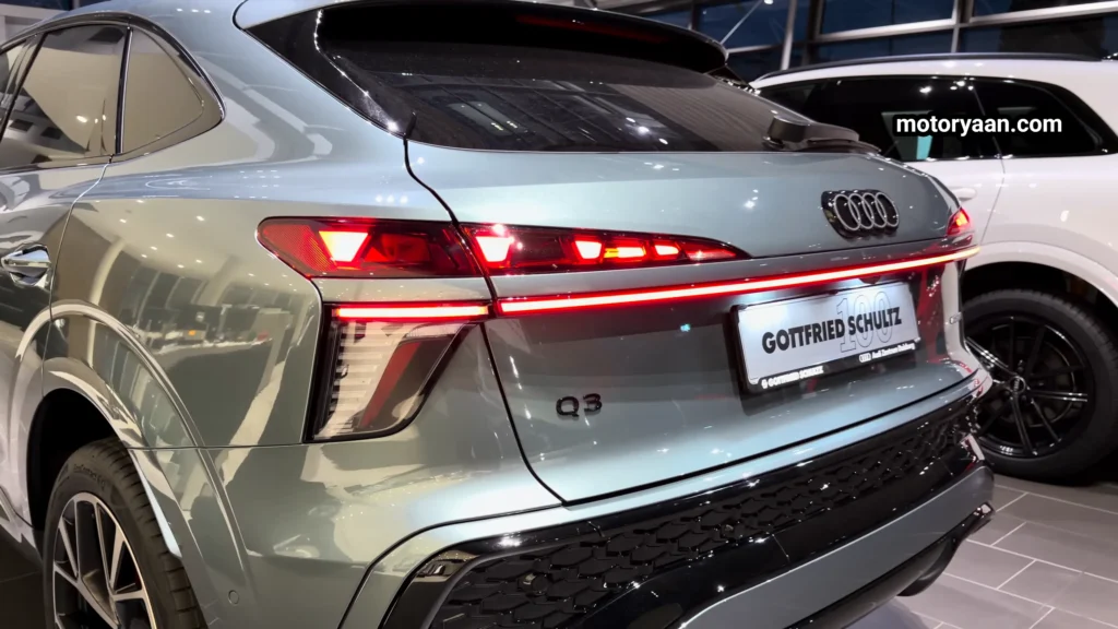 2026 Audi Q3 Sportback rear profile with full-width LED light strip