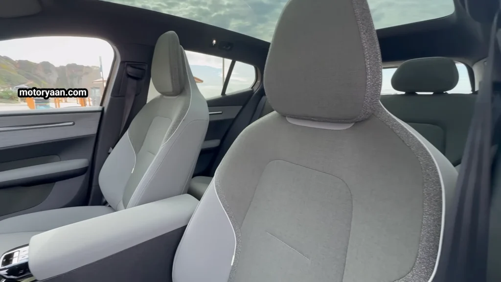 2026 Volvo EX30 Cross Country Review front seats with premium upholstery and electric adjustment
