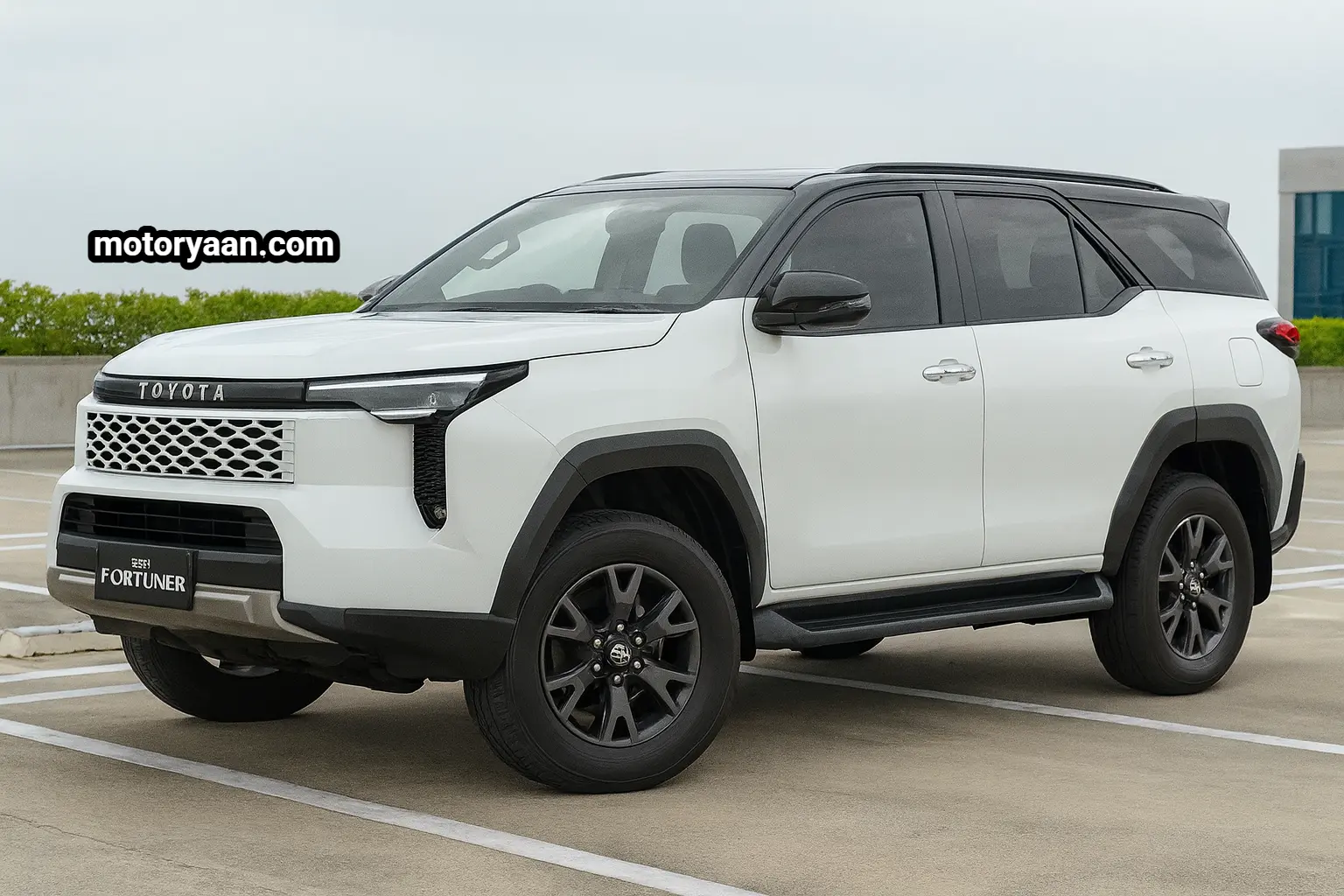 2026 Toyota Fortuner AI generated image showing front and side profile design inspired by recently spotted test mule and Toyota RAV styling cues
