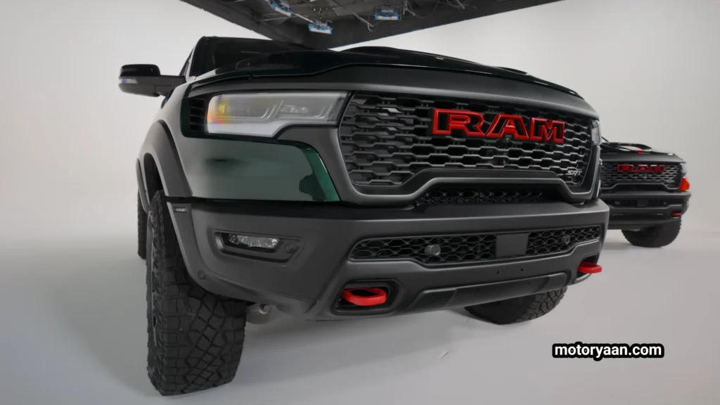 2027 Ram 1500 SRT TRX Officially Revealed front close-up showing aggressive grille and SRT badge