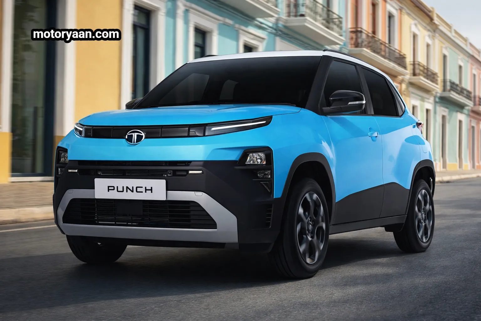 2026 Tata Punch Facelift front and side profile showcasing updated SUV stance, redesigned fascia, and high ground clearance