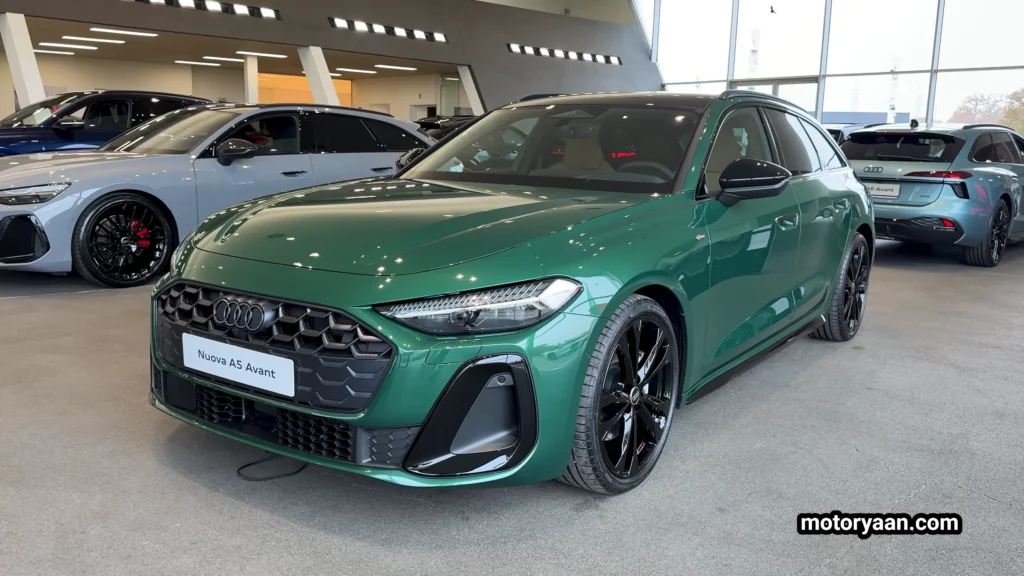 2026 Audi A5 Avant front and side profile showcasing updated Avant wagon design