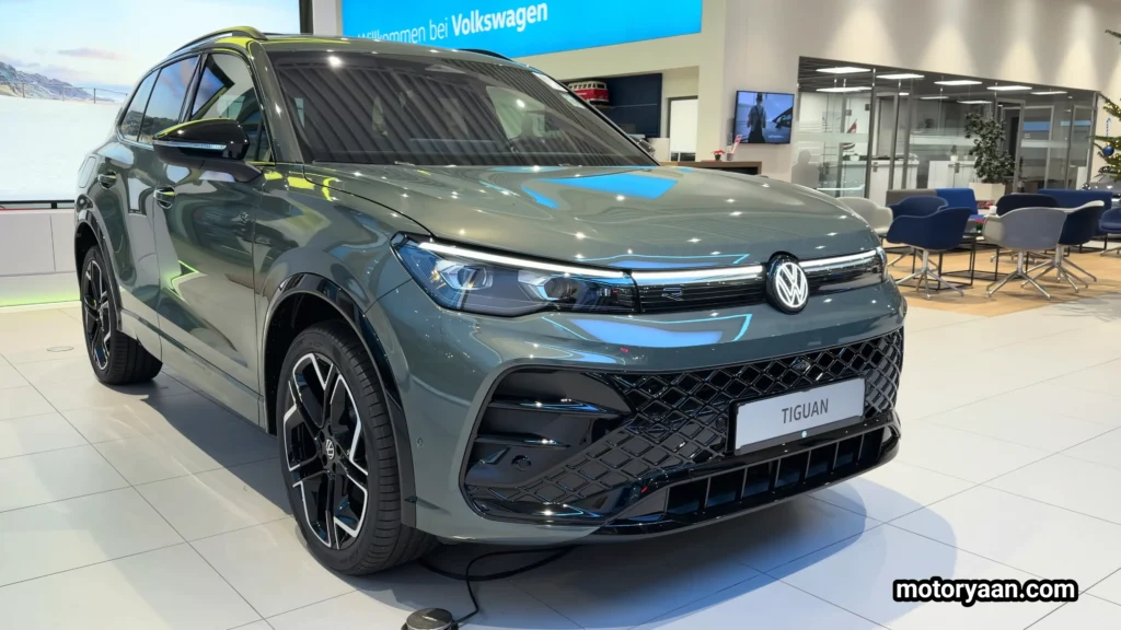2026 Volkswagen Tiguan Turbo R-Line front and side profile showcasing the aggressive R-Line exterior styling