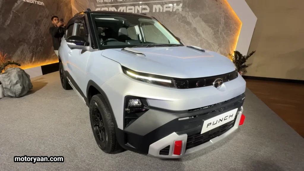 2026 Tata Punch HBX Edition front and side profile showing boxy SUV stance, raised bonnet and rugged cladding