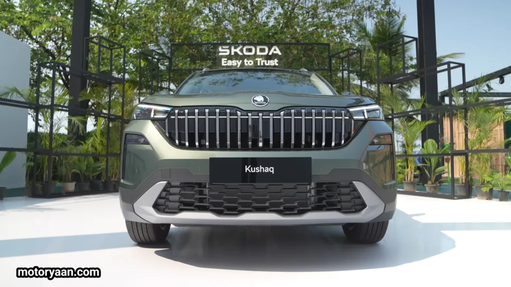 2026 Skoda Kushaq Facelift front profile showing updated grille and LED lighting