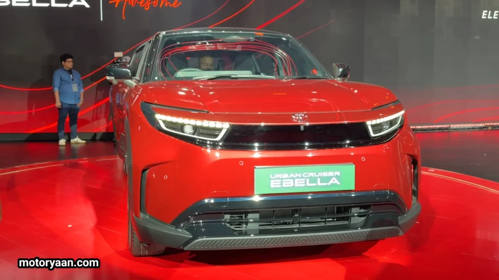 2026 Toyota Urban Cruiser Ebella front profile showing redesigned LED headlamps and closed EV grille