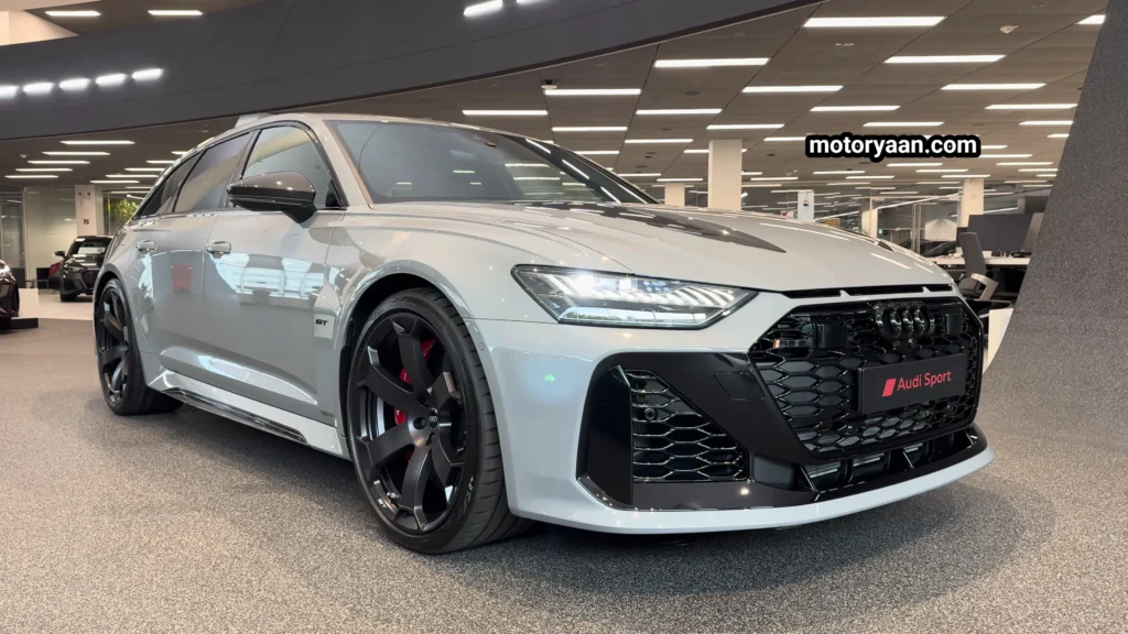 2025 Audi RS6 Avant GT front and side profile with wide stance and performance design
