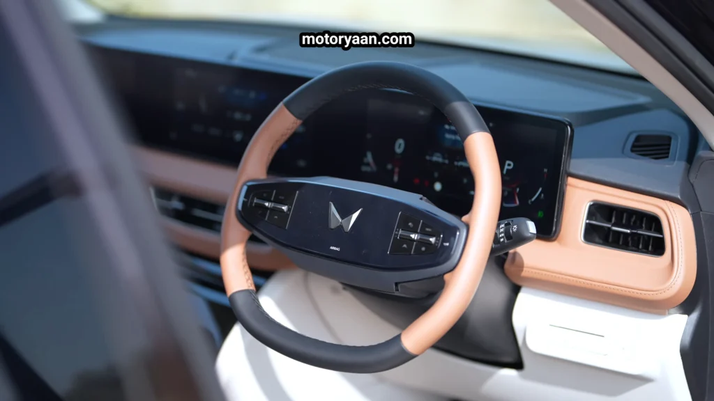 Mahindra XUV 7XO facelift front interior with steering wheel, digital cluster and infotainment system