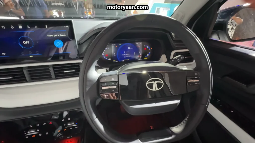 2026 Tata Punch HBX Edition instrument cluster and steering wheel with digital display and controls
