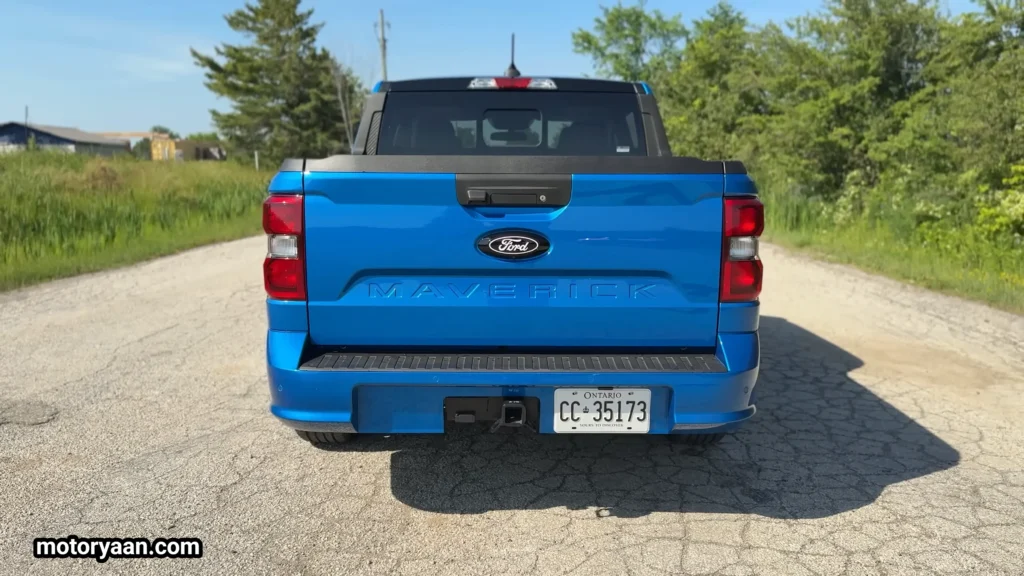Close up rear design of 2026 Ford Maverick Lobo with tail lamps