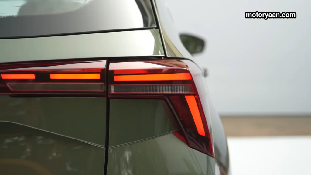 LED tail lights of the 2026 Skoda Kushaq Facelift close up