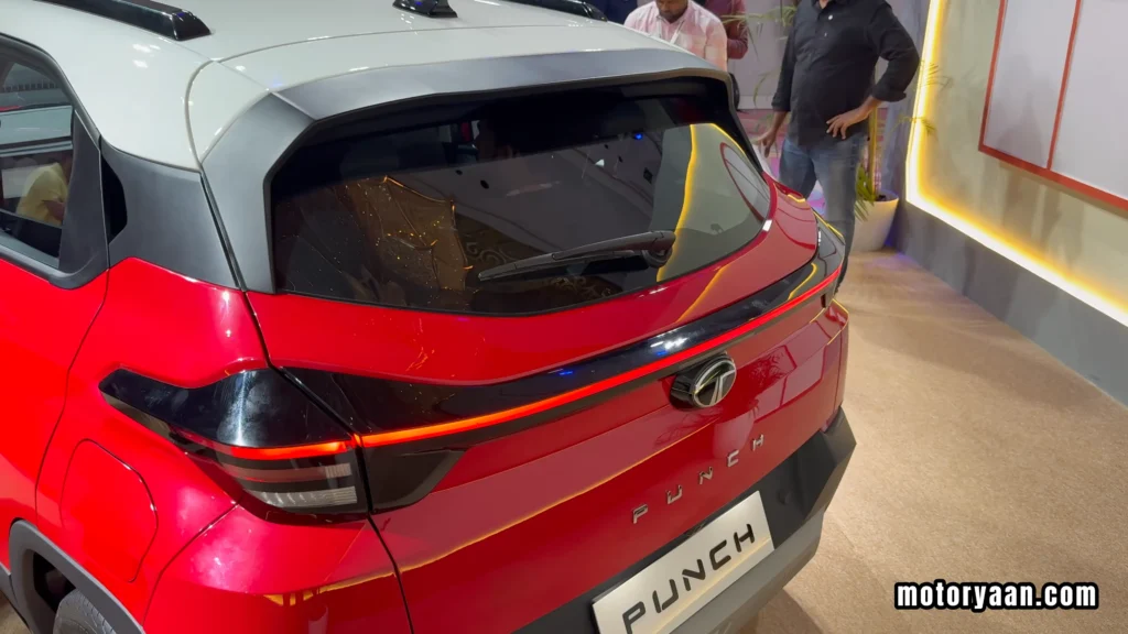 2026 Tata Punch Facelift rear profile with connected LED tail lamps
