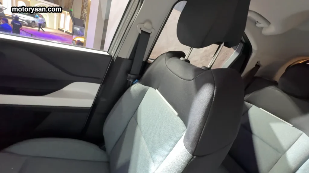 Front seats of 2026 Tata Punch HBX Edition showing seat cushioning, fabric upholstery and cabin space