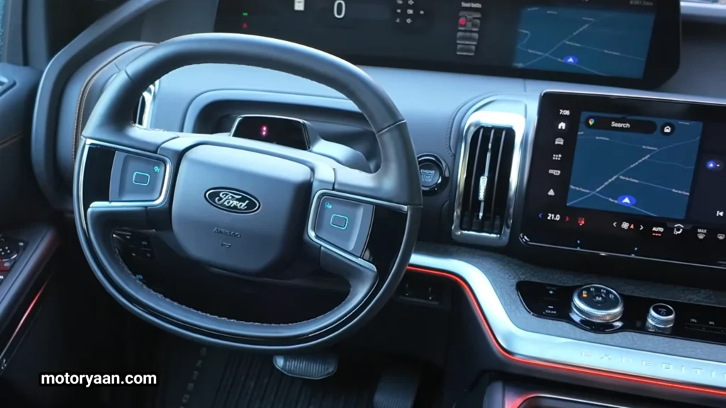 Steering wheel of the 2026 Ford Expedition Tremor with mounted controls