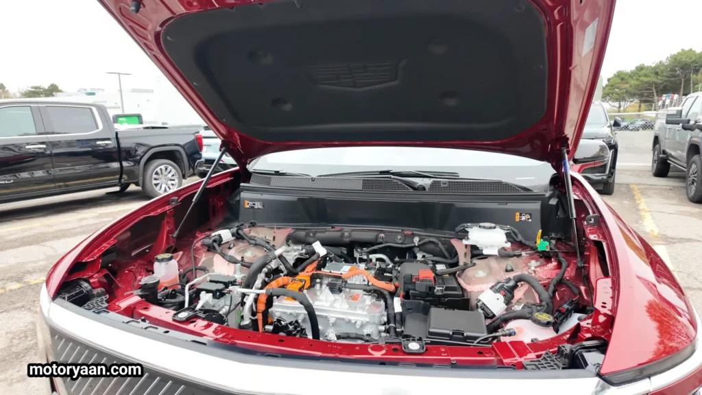 2026 Cadillac Vistiq electric motor and power electronics under the hood