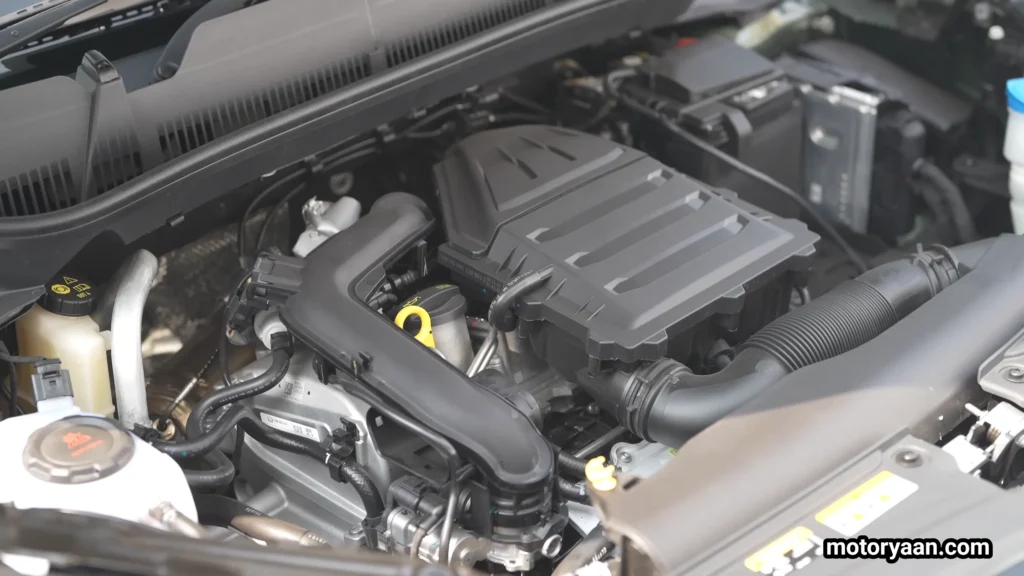 Engine bay of the 2026 Skoda Kushaq Facelift petrol engine