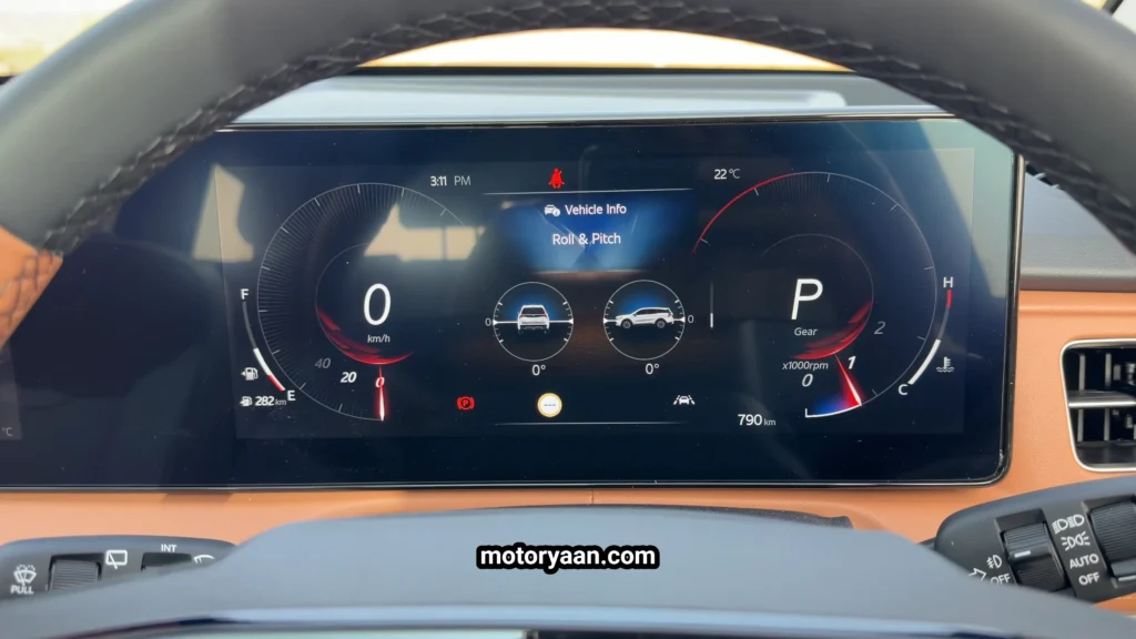Mahindra XUV 7XO facelift digital instrument cluster showing driving information