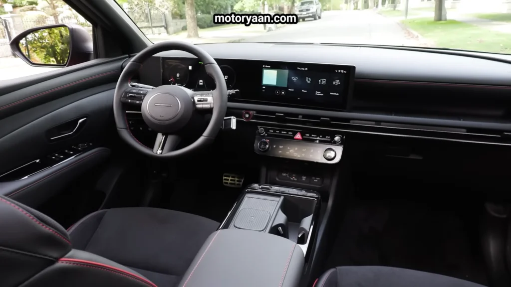 2026 Hyundai Tucson Hybrid interior dashboard with dual screens and modern layout