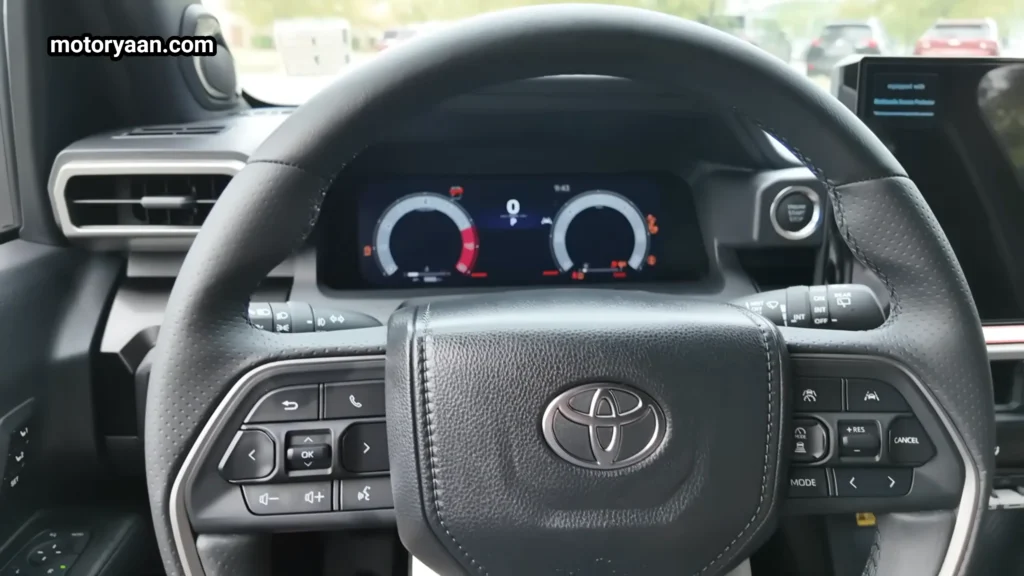 2026 Toyota 4Runner Review steering wheel with mounted controls and leather finish