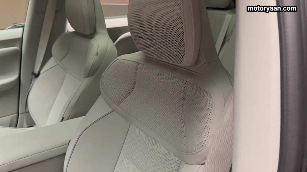 2027 Volvo EX60 front seats showing Nordico upholstery and seat design