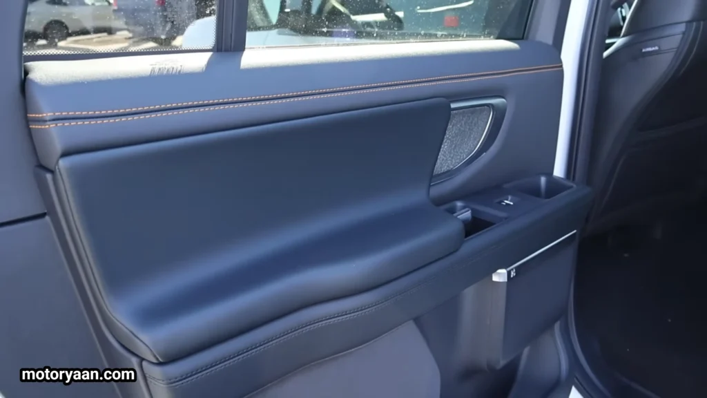 Rear door panels of the 2026 Ford Expedition Tremor with soft-touch materials and contrast stitching