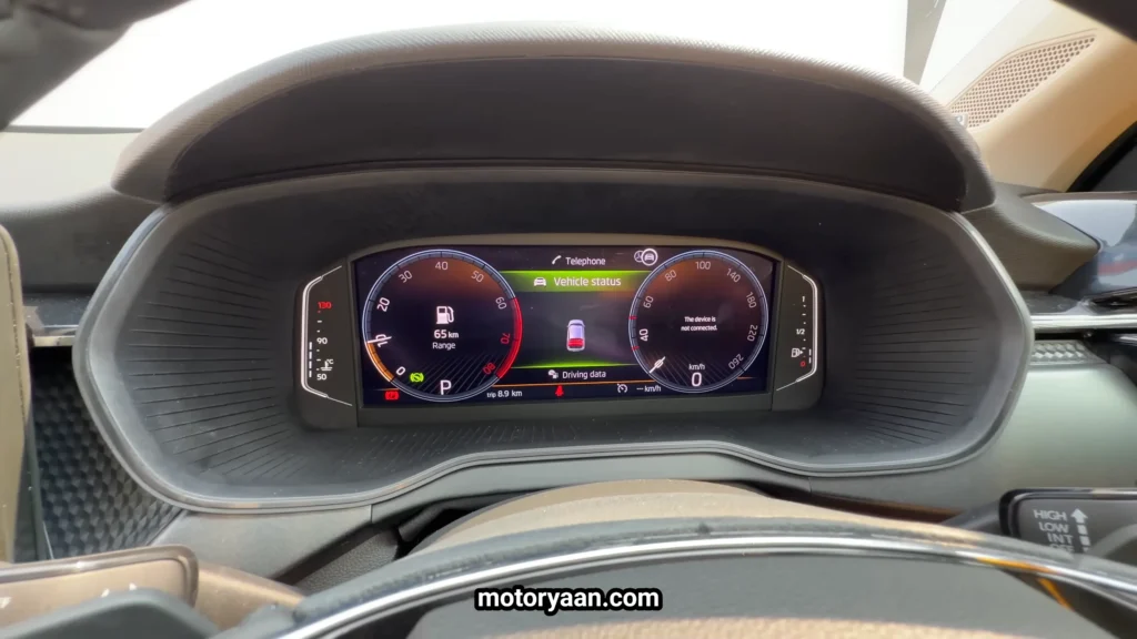 Digital instrument cluster of the 2026 Skoda Kushaq Facelift